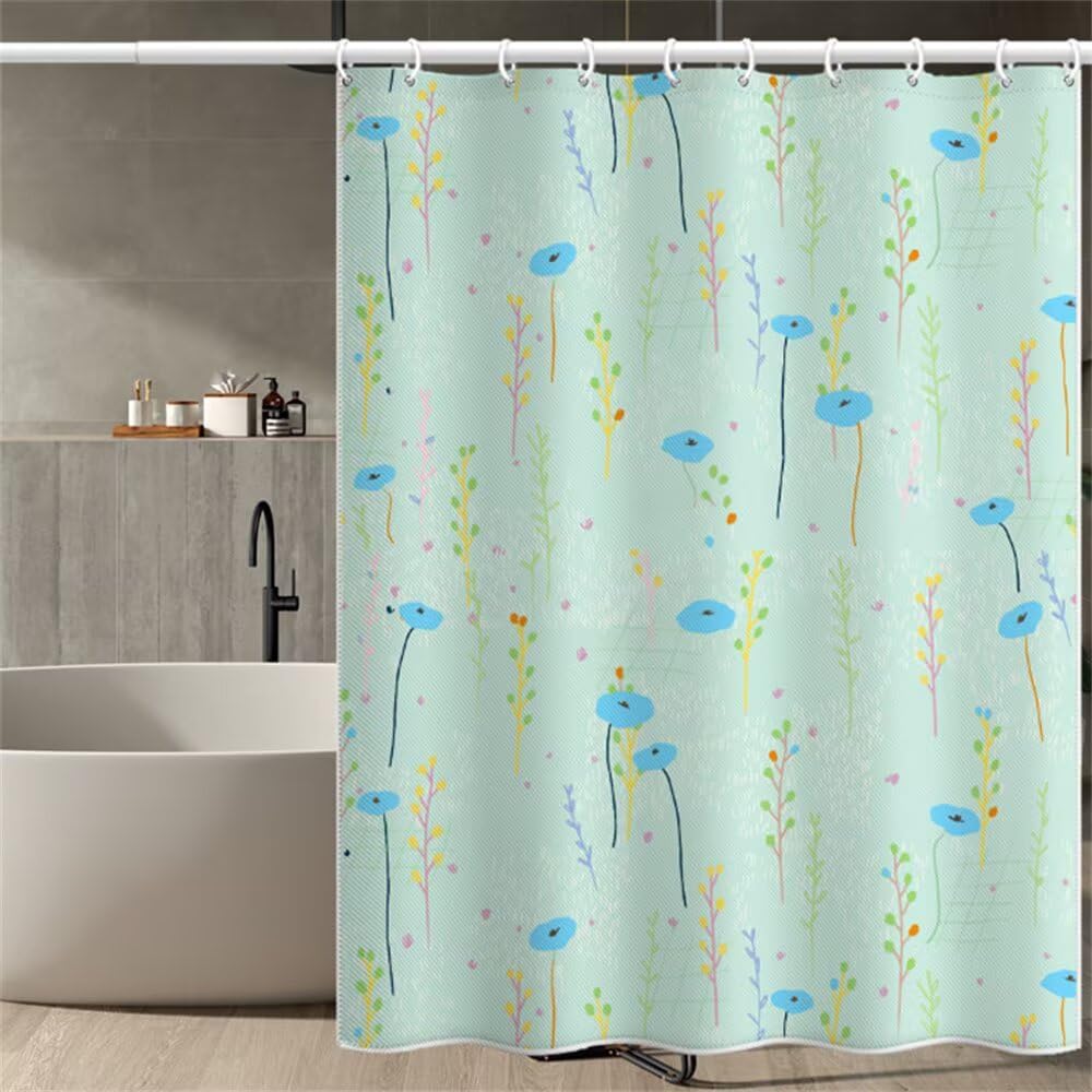 Rideau de douche polyester imperméable 120x180 lavable pour baignoire avec crochets