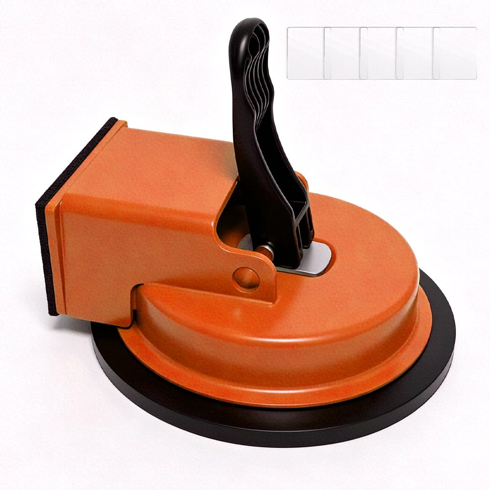 Heavy Duty Floor Gap Fixer Tool, Laminate Flooring Tools with 5pcs Sticky Pads, Suction Cup for Wood Vinyl Laminate Flooring Repair Ideal for Filling Floor Gaps and Cracks Fixing (Orange)