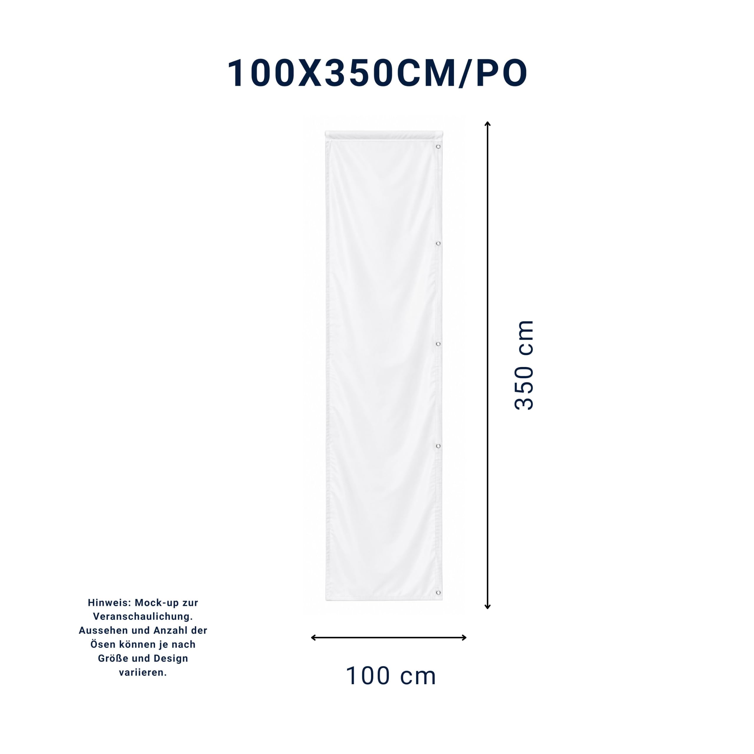 Personalisierte flagge vertical – Fahne selbst gestalten groß 100x350cm/PO | Werbeflagge personalisiert, Hochkant, Werbefahne, mit Foto, Logo, Text; Firmenflagge, Vereinsflagge, ohne Fahnenmast