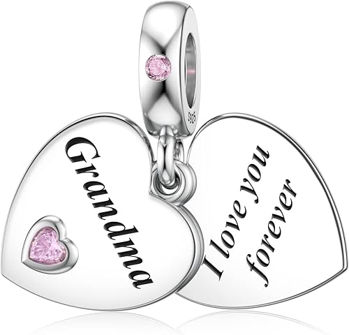 JIAYIQI Dijes de Madre Hermana Hija Esposa que se Ajustan a Pulseras de Dijes y Collares con Dijes de Doble Corazón de Amor Cuentas de Plata de Ley