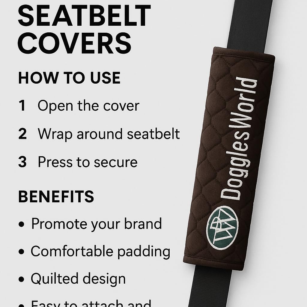 Personalized Car Seat Belt Covers – Custom Embroidered Comfort Pads | Add Name, Logo or Quote | Soft & Stylish Shoulder Strap Protectors