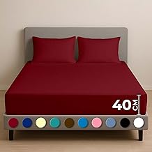Rohi 40cm Extra Deep Fitted Sheets King Size – Soft, Breathable & Anti-Allergy Cotton Blend Fitted Sheet – Elasticated Corners – Wrinkle-Resistant & Easy Care Fitted Bed Sheets (Wine, King)