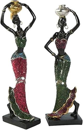 2 piezas de escultura africana para mujer, figura tribal de dama, estatua de decoración, pieza de arte coleccionable, manualidades creativas,