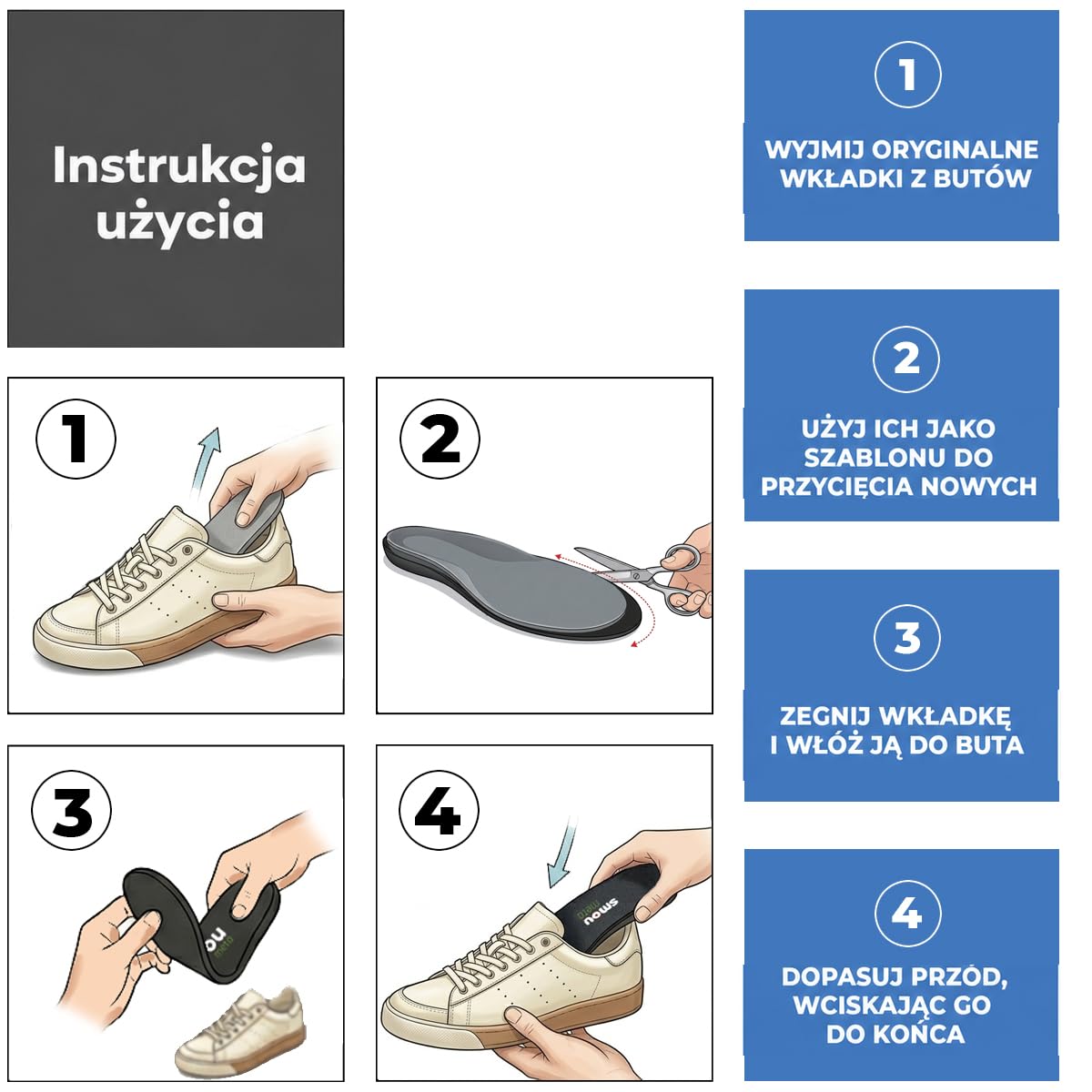 SMOU Wkładki Comfort Premium z Lekką Podporą Łuku i Stabilizacją