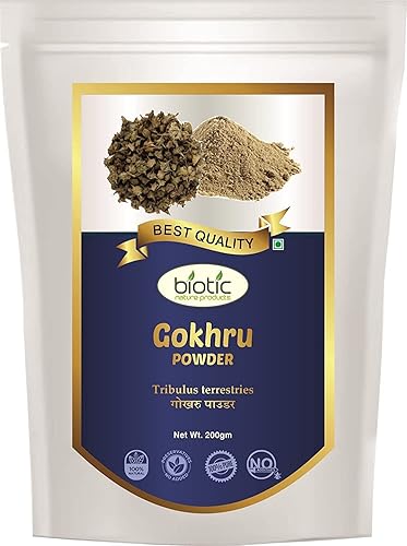 Veena Polvo de Gokhru natural biótico, Tribulus Terrestris, polvo de Gokshura, polvo de Gokharu, polvo de hierba Gokhuru, 7.05oz