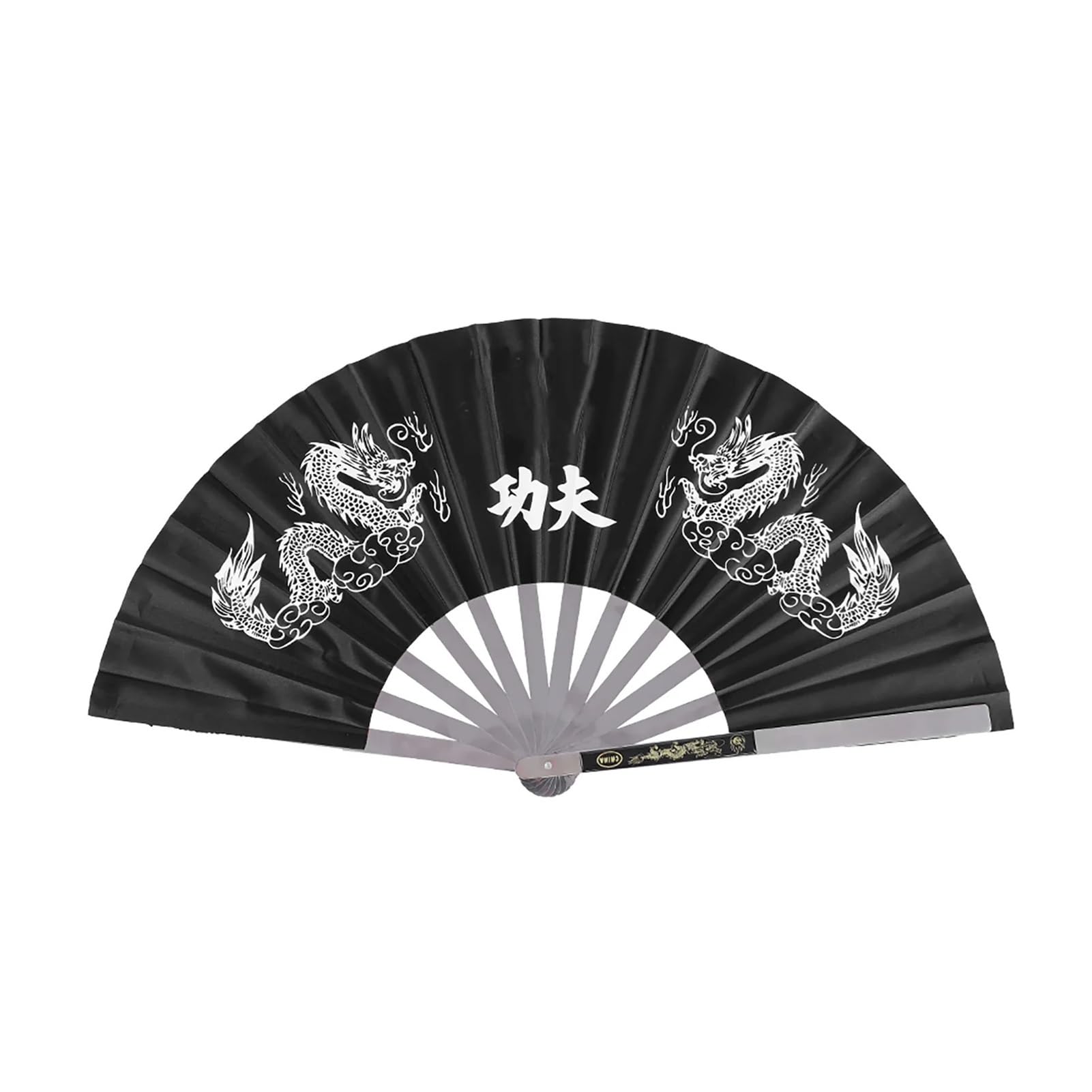 Tai Chi Fan Stainless Steel Tai Chi Martial Arts Kung Fu Dance Practice Training Performance Fan for Fitness(Black)