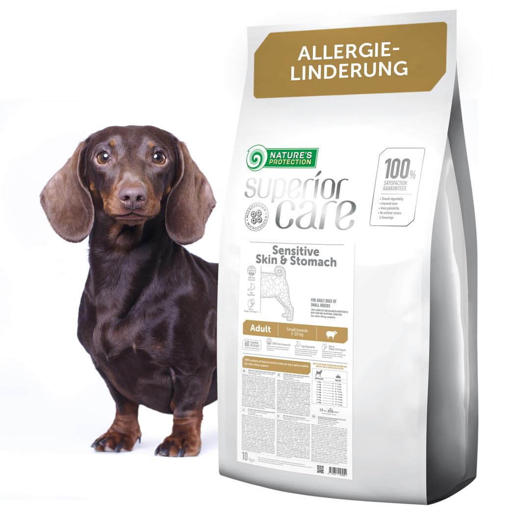 Nature's Protection Superior Care Sensitive Hundetrockenfutter, Lamm 10 kg | Formel für empfindliche Haut & Magen, Verdauungsschonend, Hypoallergen, Getreidefrei, Erwachsene Hunde aller Rassen
