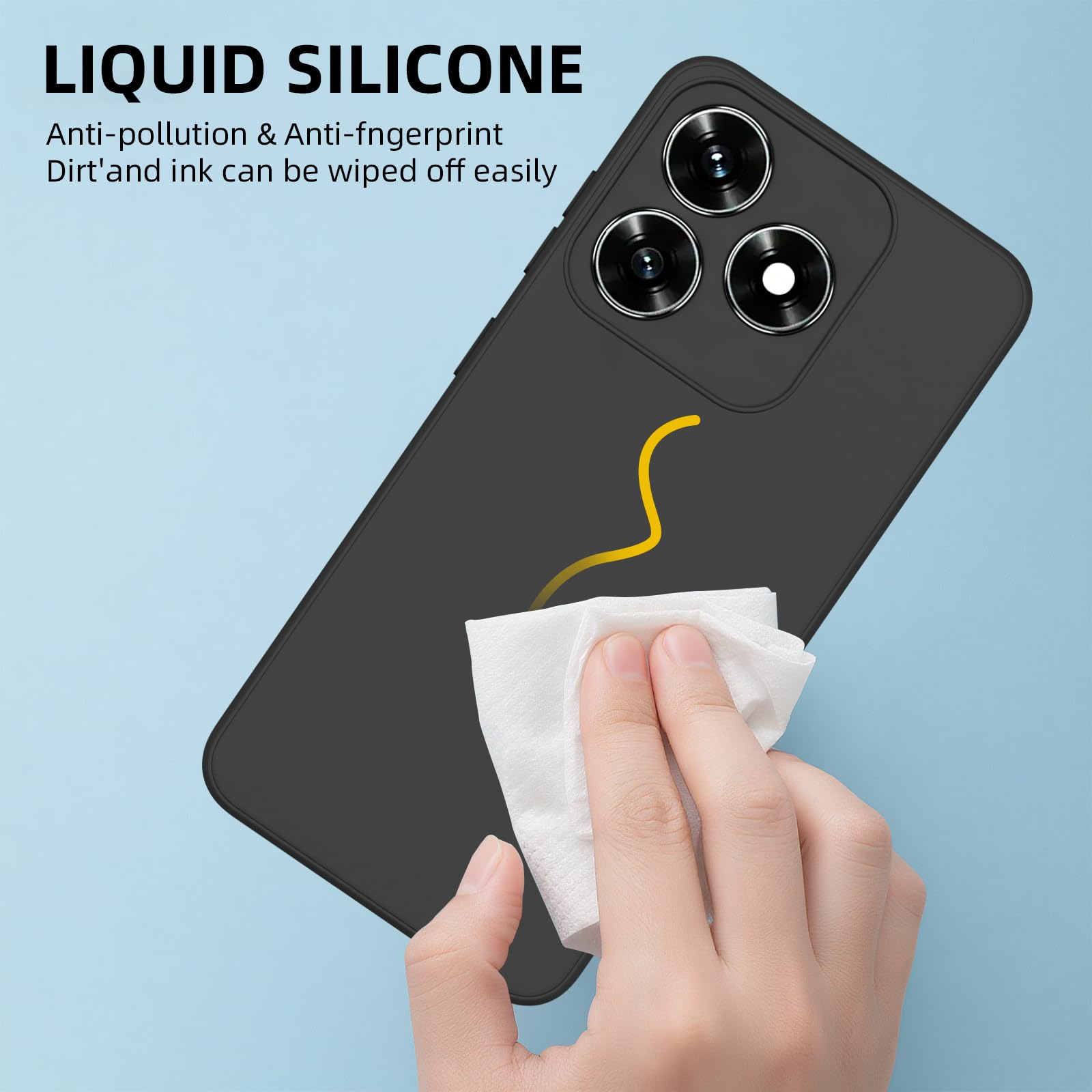 ZhuoFan Cover Compatibile con HONOR X5c Plus con 2 Pezzi Pellicola Vetro Temperato, Gomma Gel di Silicone Liquida Antiurto Anti-Scratch Custodia - Nero
