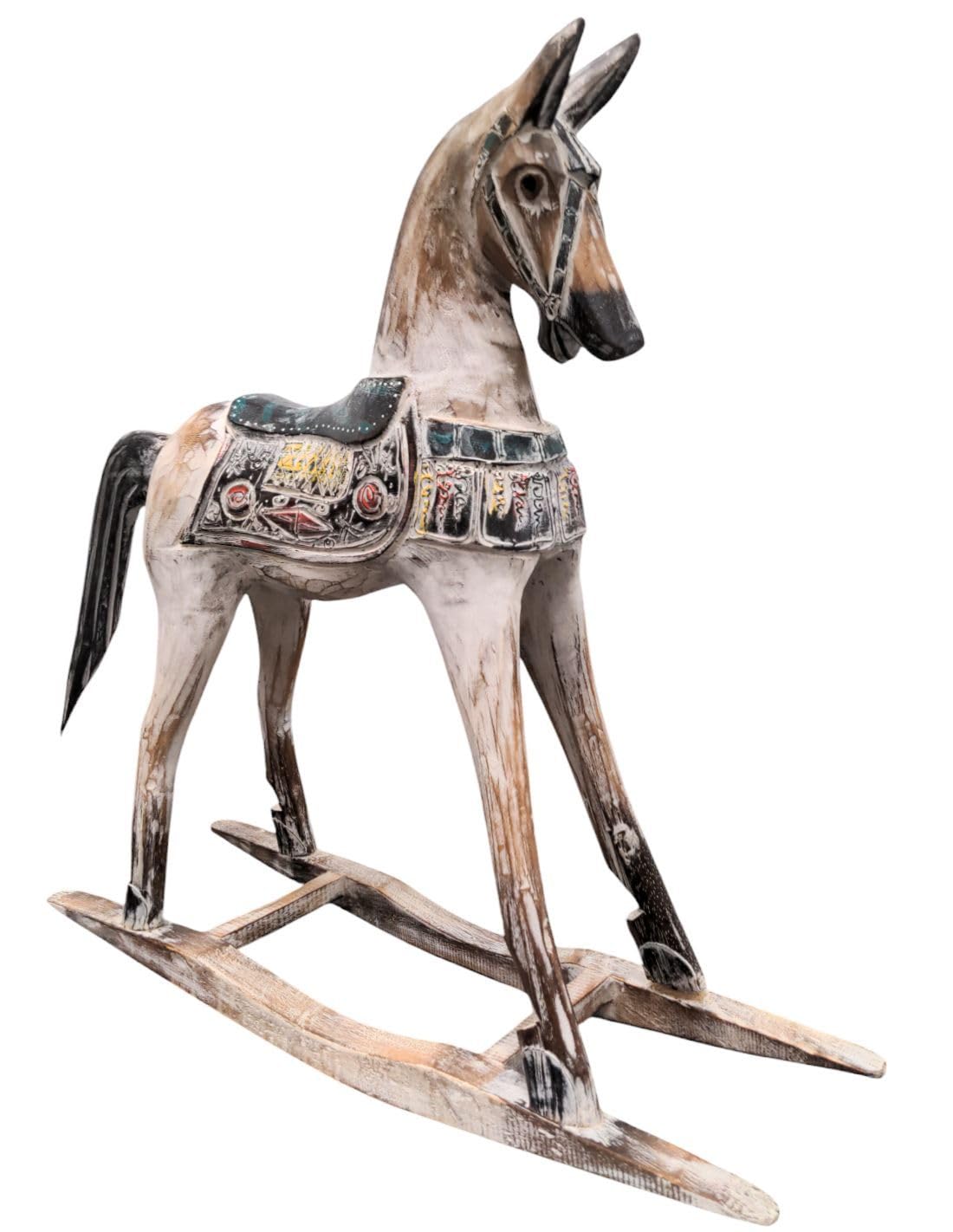 Sculpture Cheval En Bois Et Métal Sur Socle - Peinte - Bon état