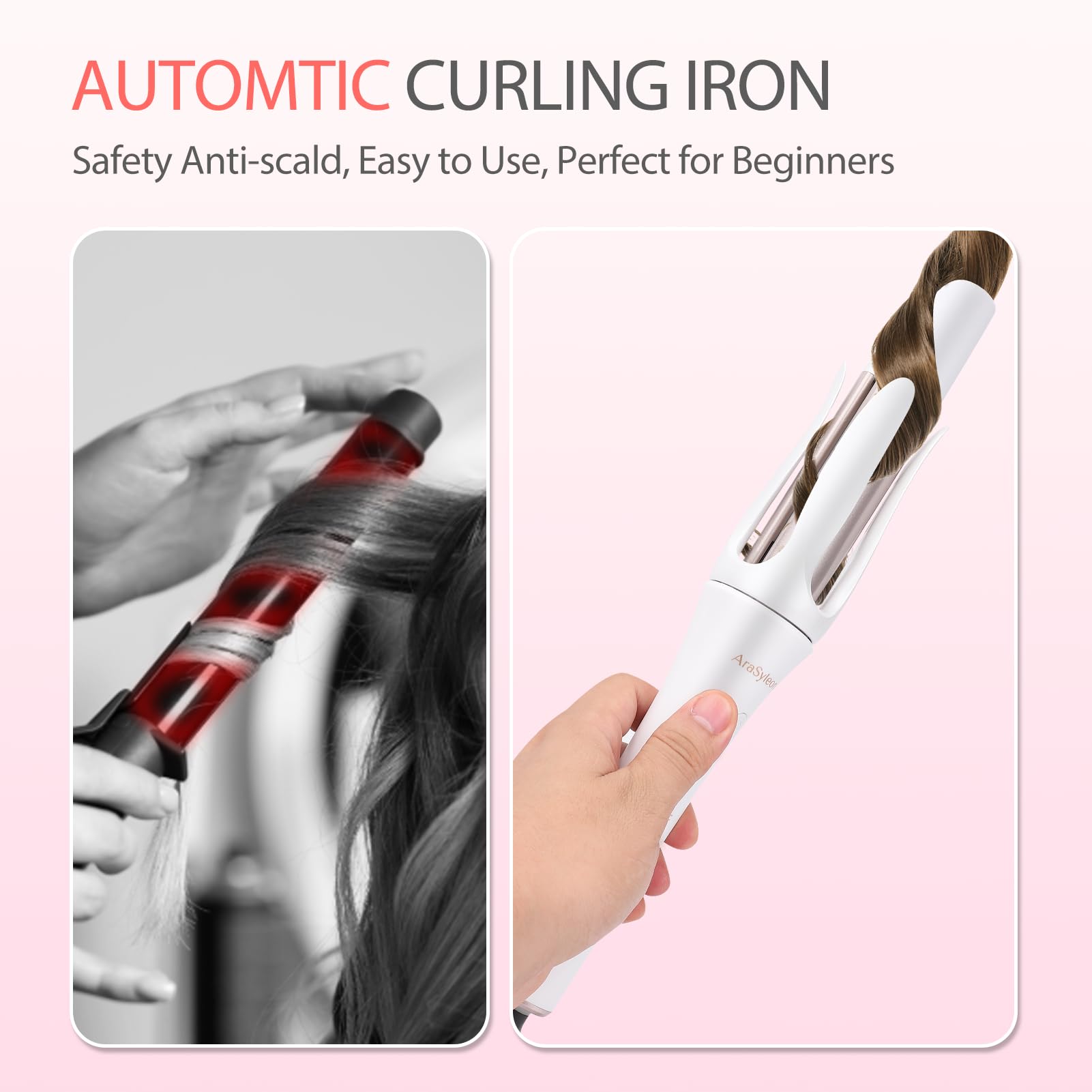 White Automatic Curling Iron Automatic Curling Iron 1 Inch Ionic Hair Curler Self  main image 4