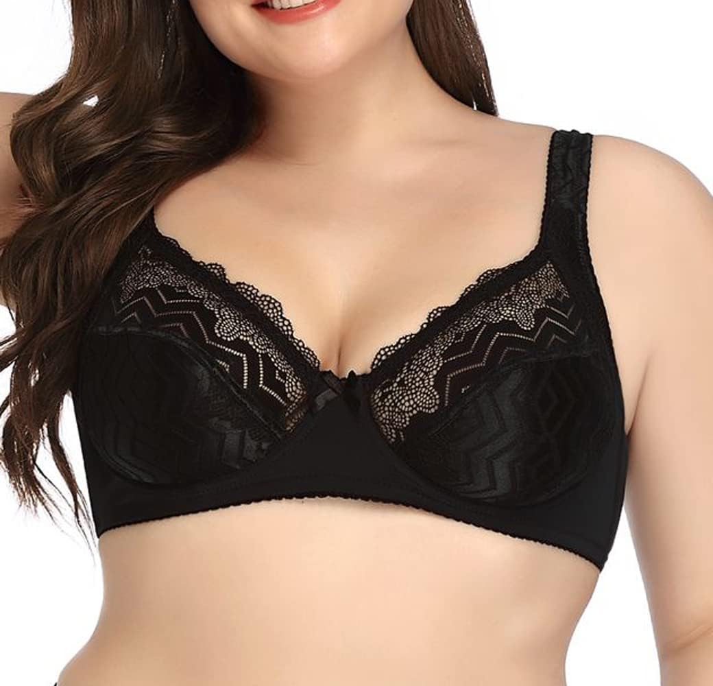 ViloreeWomen's Full Coverage Underwire Non Padded Lace Sheer Everyday Bra