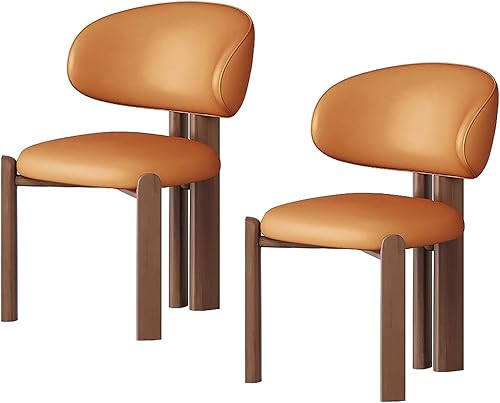 Miniatura 17 de Juego de 2 sillas de comedor tapizadas modernas, diseño cómodo con respaldo curvado para cocina, sala de estar, dormitorio u oficina Beige