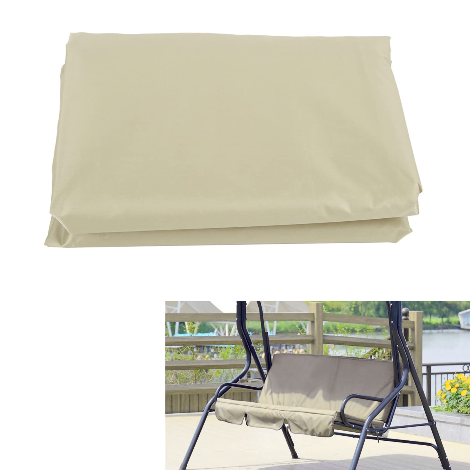 Cojín Columpio, 3 Asientos Silla Columpio Hamaca Asiento Cojín Cojín Cojín De Protección Columpio para Exteriores, Interiores, Patio, Jardín, Hogar, Terraza, 150 X 50 X 10 Cm(Beige)