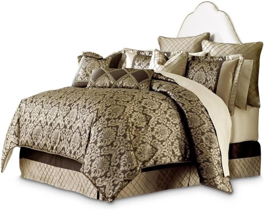 9 Piece Imperial Comforter Set, Queen, Gold/Brown