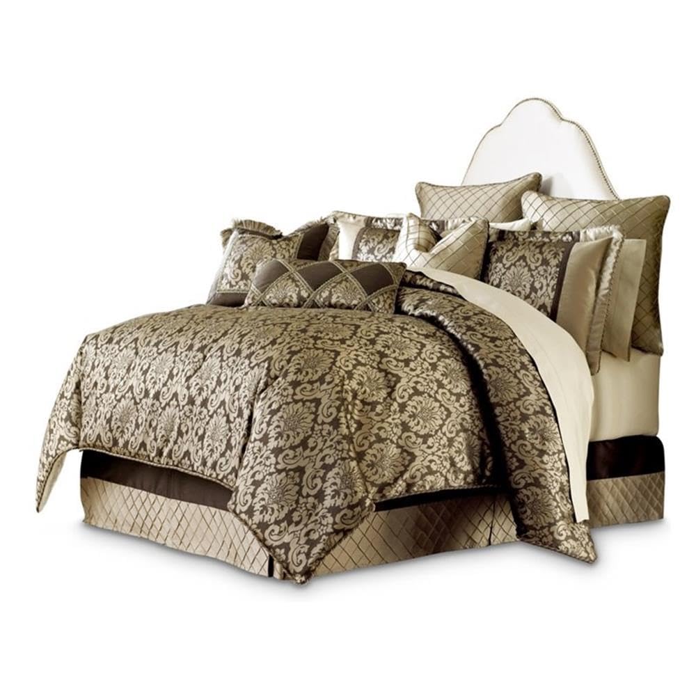 9 Piece Imperial Comforter Set, Queen, Gold/Brown