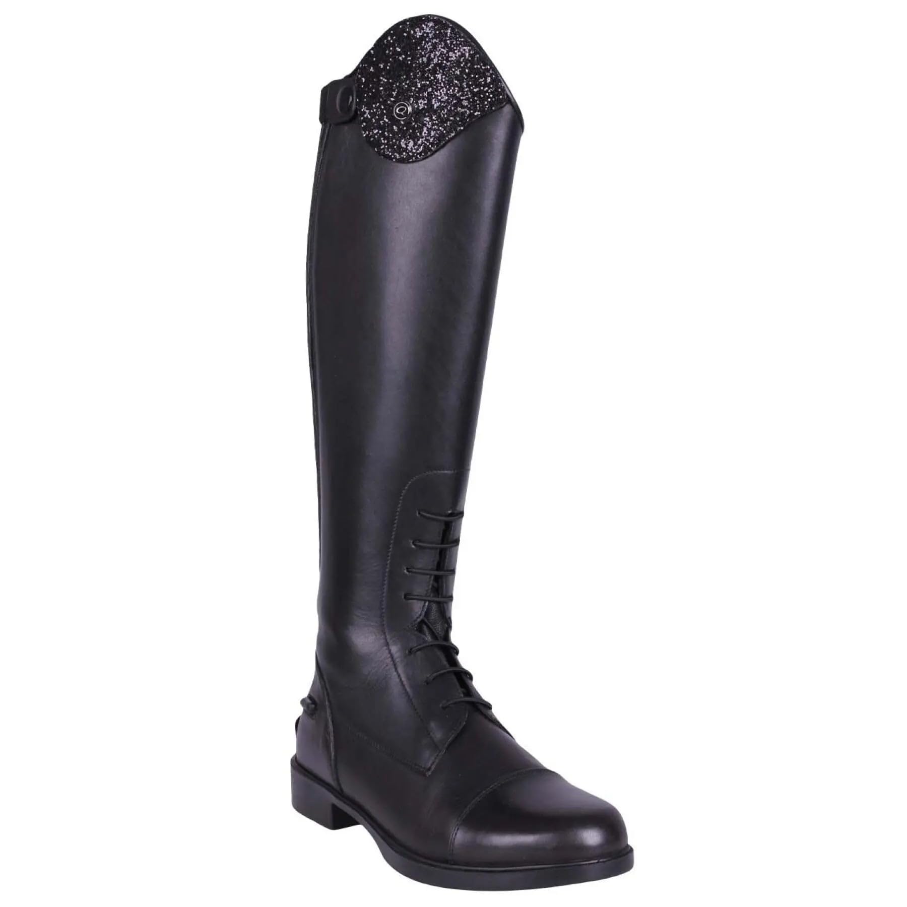 Bottes d'équitation en cuir QHP Romy pour enfants avec design interchangeable - Noir - Largeur de mollet normale, Noir , 36