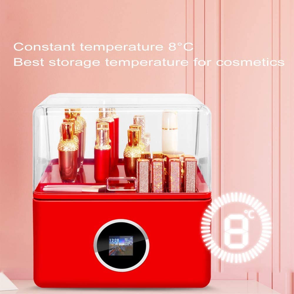 30L Beauty Mini Fridge- Refrigerador portátil para el Cuidado de la Piel cosmético Temperatura Constante (Panel LCD) para Maquillaje/Cuidado de la Piel Dormitorio, Oficina, Bar, Blanco (a