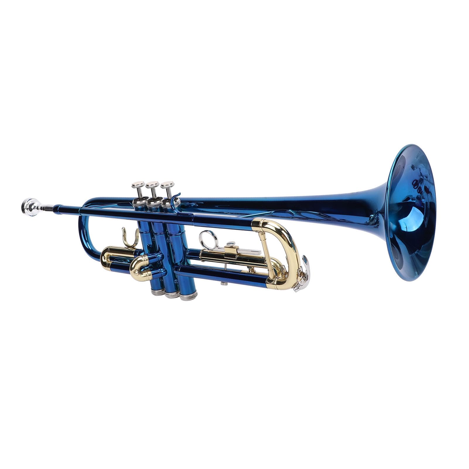 Tromba Bb in Plastica Professionale, Set di Tromba Standard per Studenti Principianti, Strumento Tromba Bb, Tromba Standard Bb, Colore Blu, Chiavi Oro e
