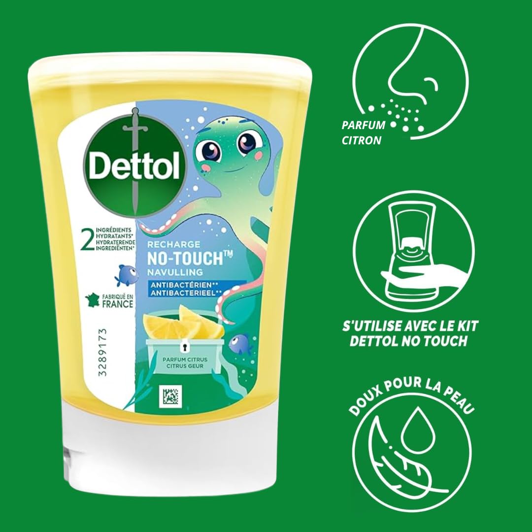 Dettol Kit Distributeur Automatique Classic et Gel Lavant Mains Citron, Le Lot de 2