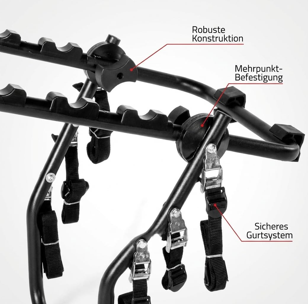 VDP universal Fahrradträger Travel - Heckfahrradträger Heckklappenträger Auto - für 3 Fahrräder - für Kofferraumklappe