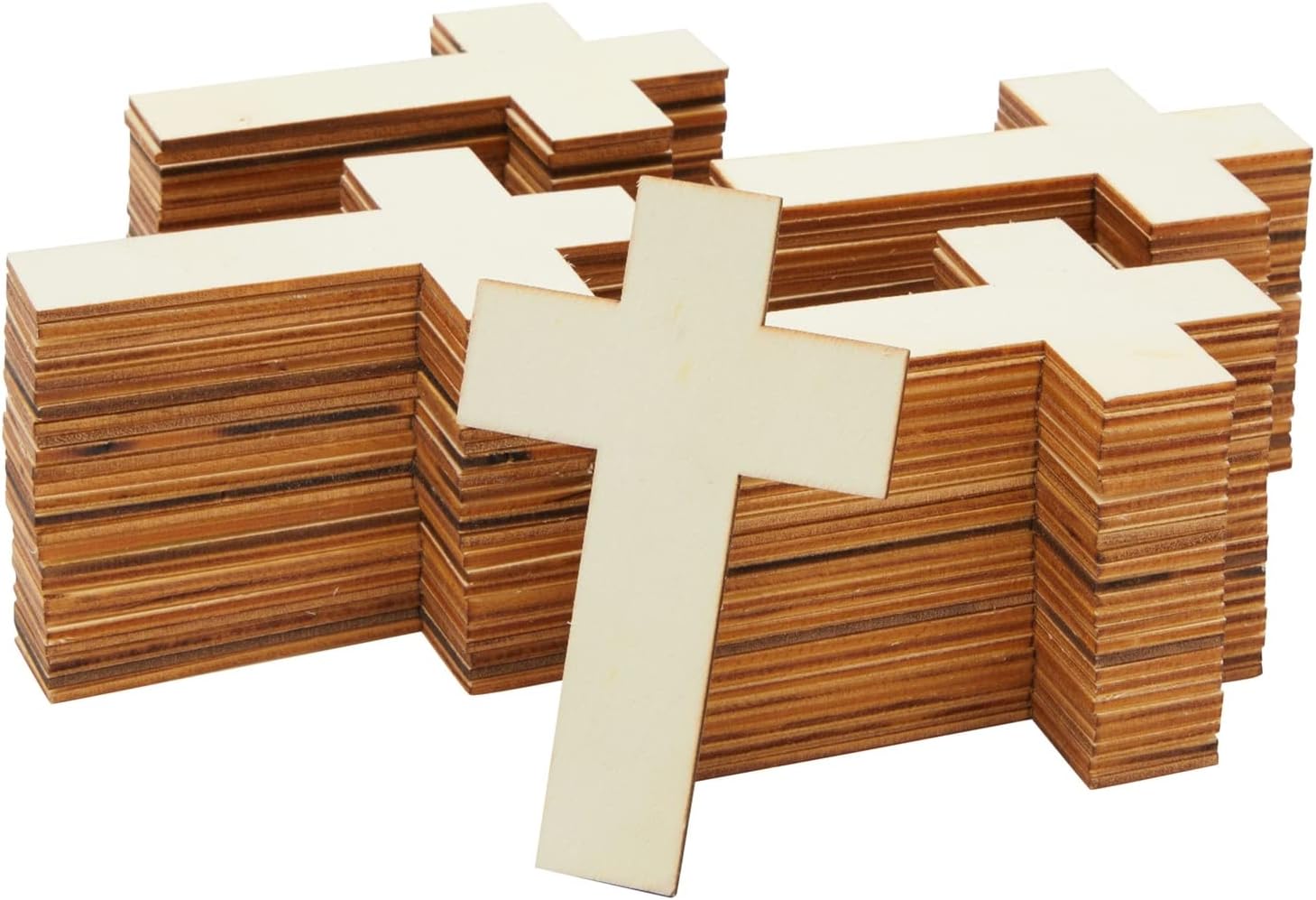 100Pack Unfinished Wooden Crosses for Crafts, Bulk Wooden Cross