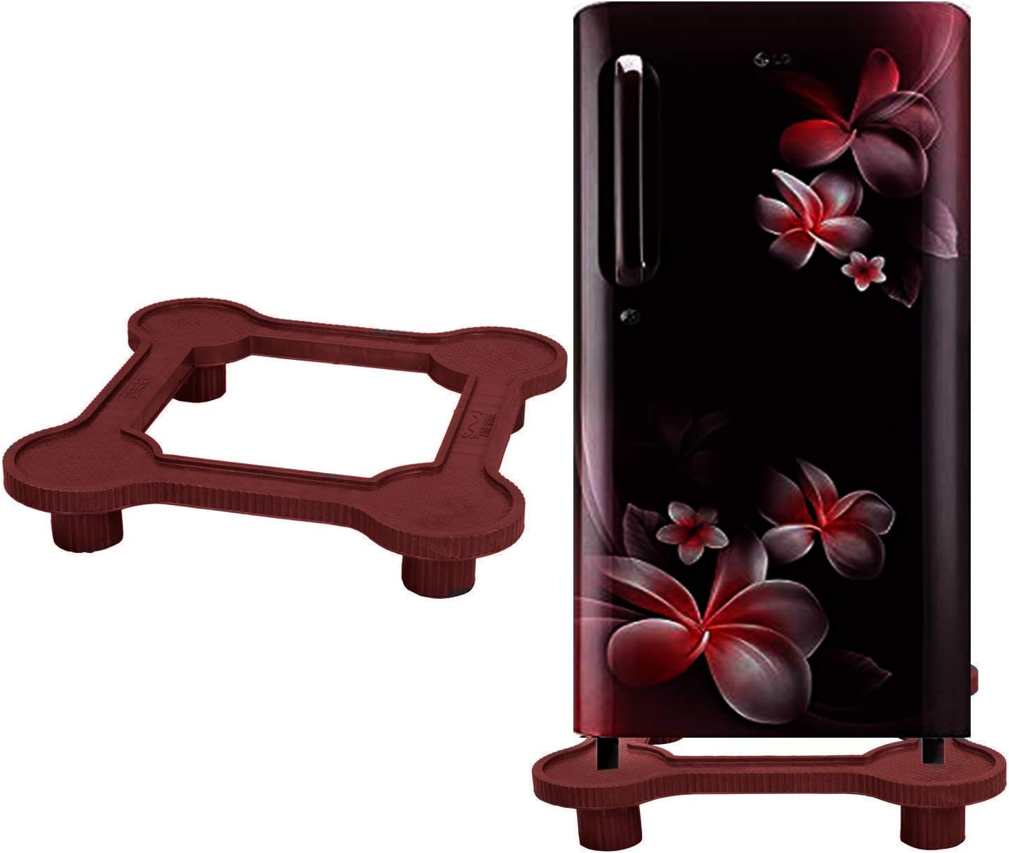 Refrigerator Stand and Washing Machine Stand Suitable for All Brand Single Door/Double Door Refrigerators, 150-292 Liters (Maroon Color)