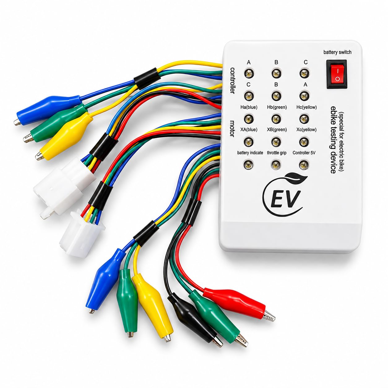 ev ebike testing device – brushless motor controller, throttle & brake diagnostic tool with led indicators, hall sensor & phase angle tester for electric bike, scooter & tricycle