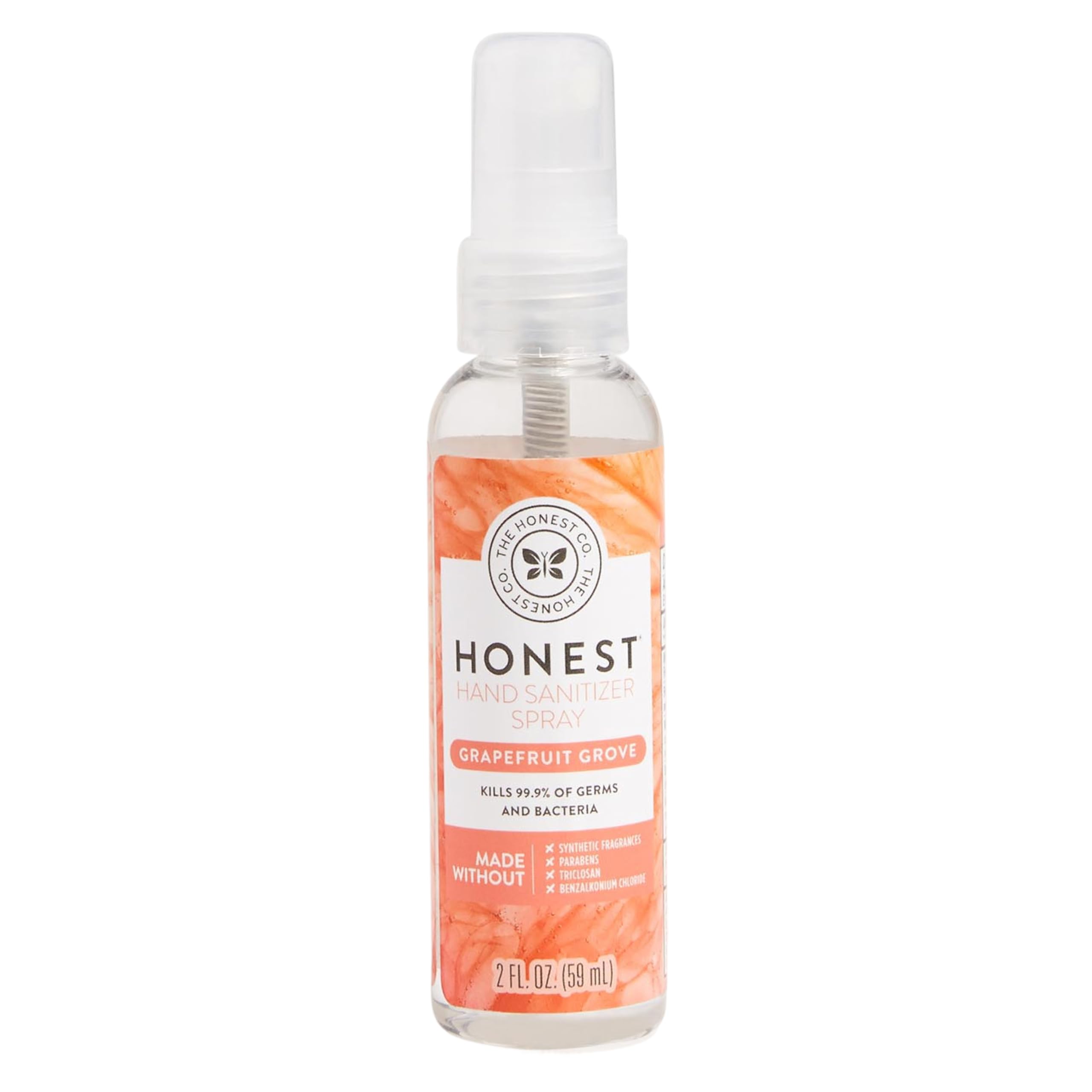 The Honest Company Plant-Based Hand Sanitizer Spray | Kills 99.9% of Germs | Hypoallergenic, Quick-drying + Moisturizing | Grapefruit Grove, 2 fl oz