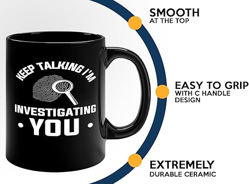 Miniatura 5 de Taza de café detective de 11 onzas, color negro - Keep talking im - oficial de policía policía patrulla detective sheriff aplicación de la ley