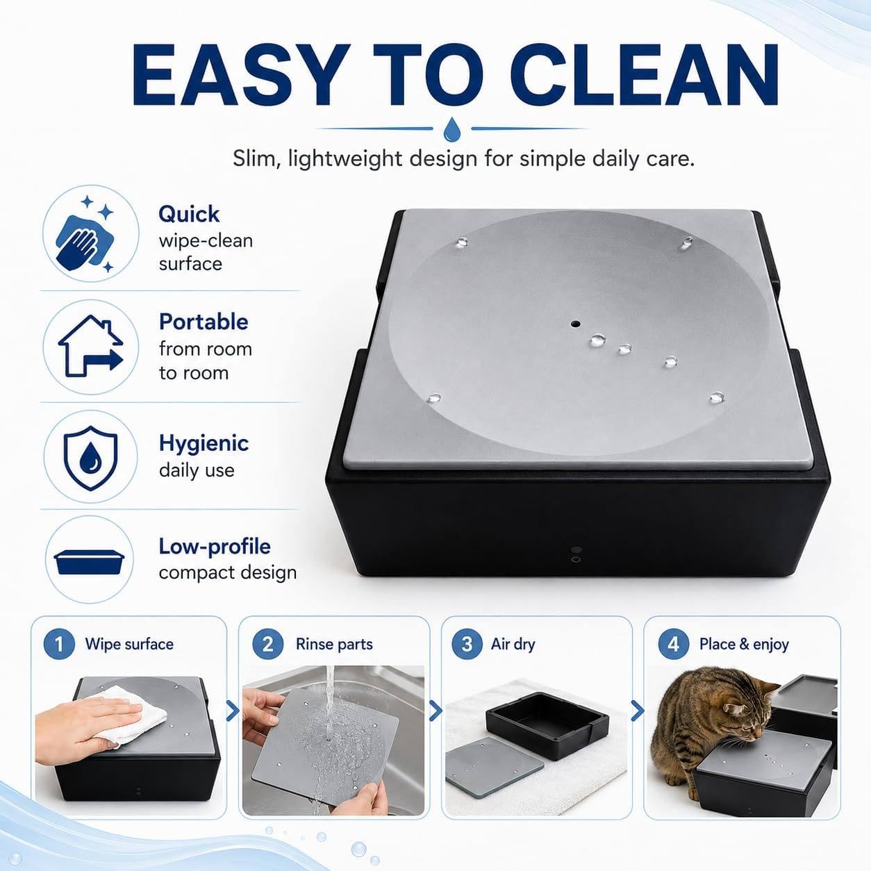 Giocattolo Elettrico per Gatti, Fontanella a Goccia Rechargeable | Con pompa ultra silenziosa, erogatore d'acqua per animali facile da pulire, per gatti d'interno, gattini