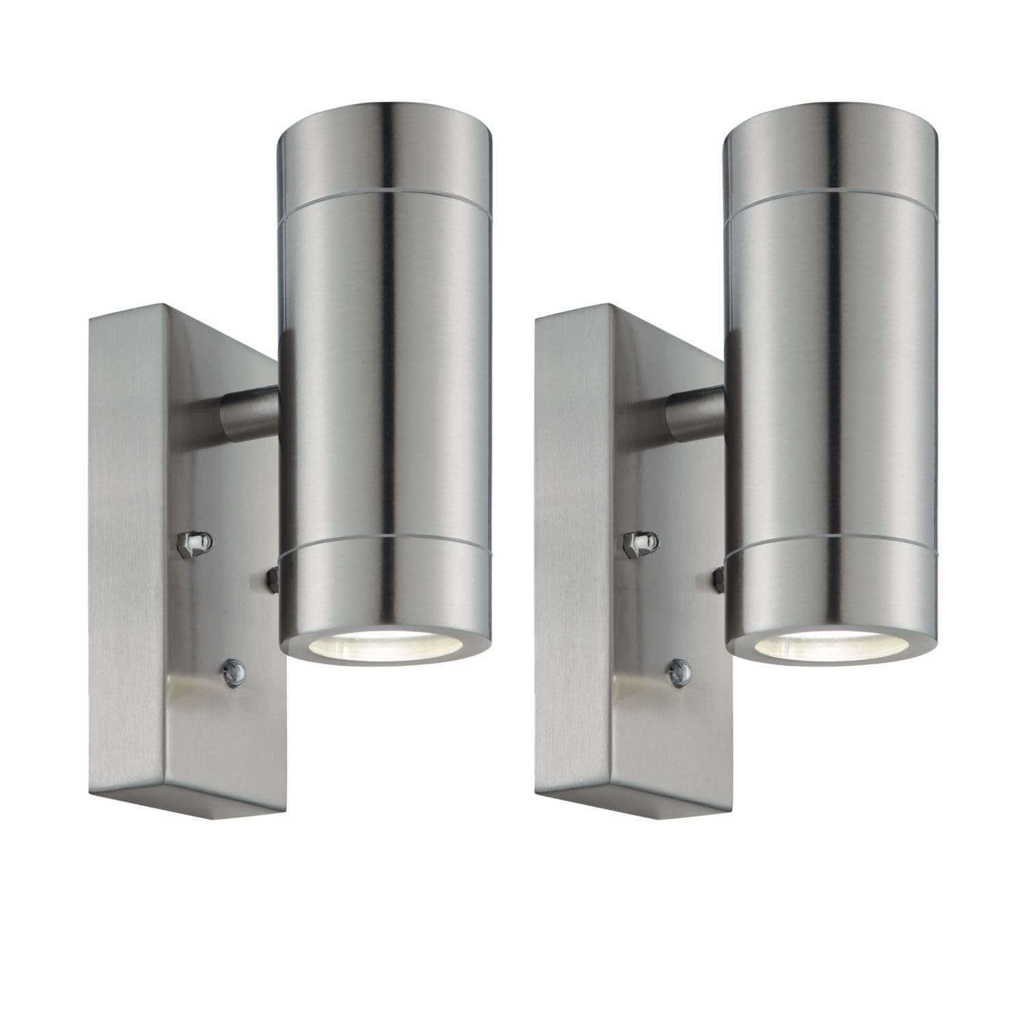 First Choice Lighting Set 2 BlazeStainless Steel Outdoor Up Down Motion Sensor Wall Light from B&Q