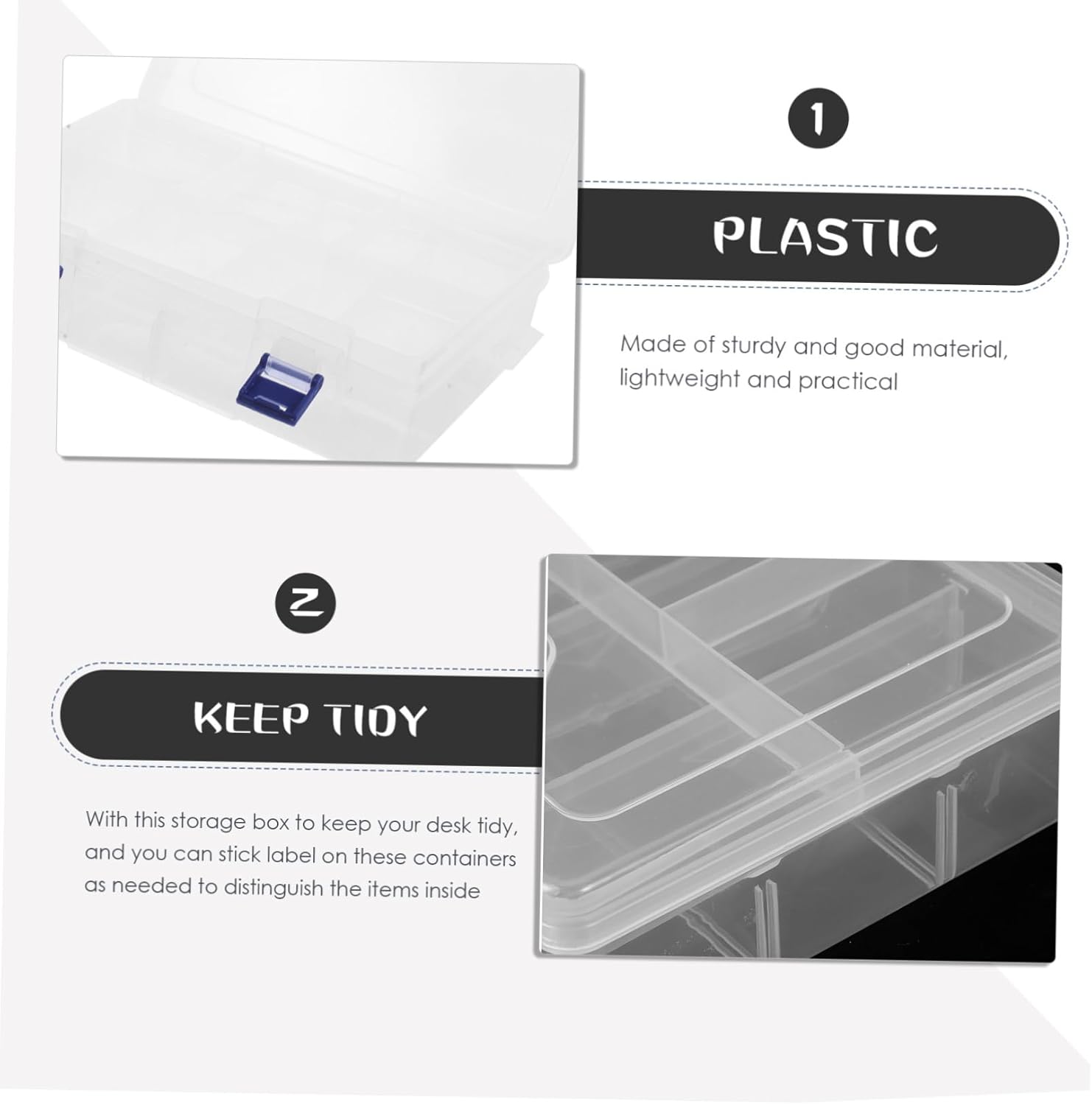 SEWACC 2pcs Multi Craft Organizer Box Transparent Storage Case for Beads Small Parts and Accessories for Tidy Storage of Screws Jewelry and More