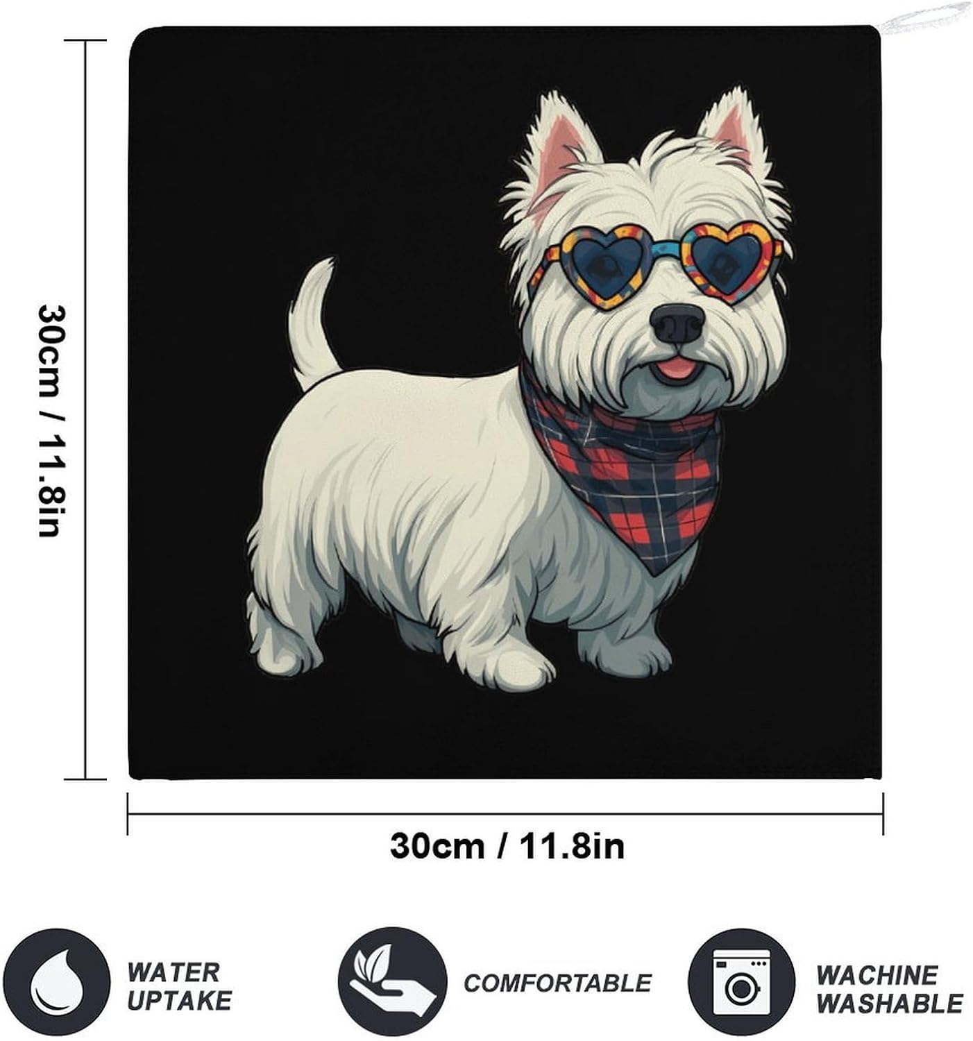 Westie Dog Microfiber Hand Towels for Bathroom Soft Absorbent Bath Kitchen Towel with Hanging Loop 4PCS