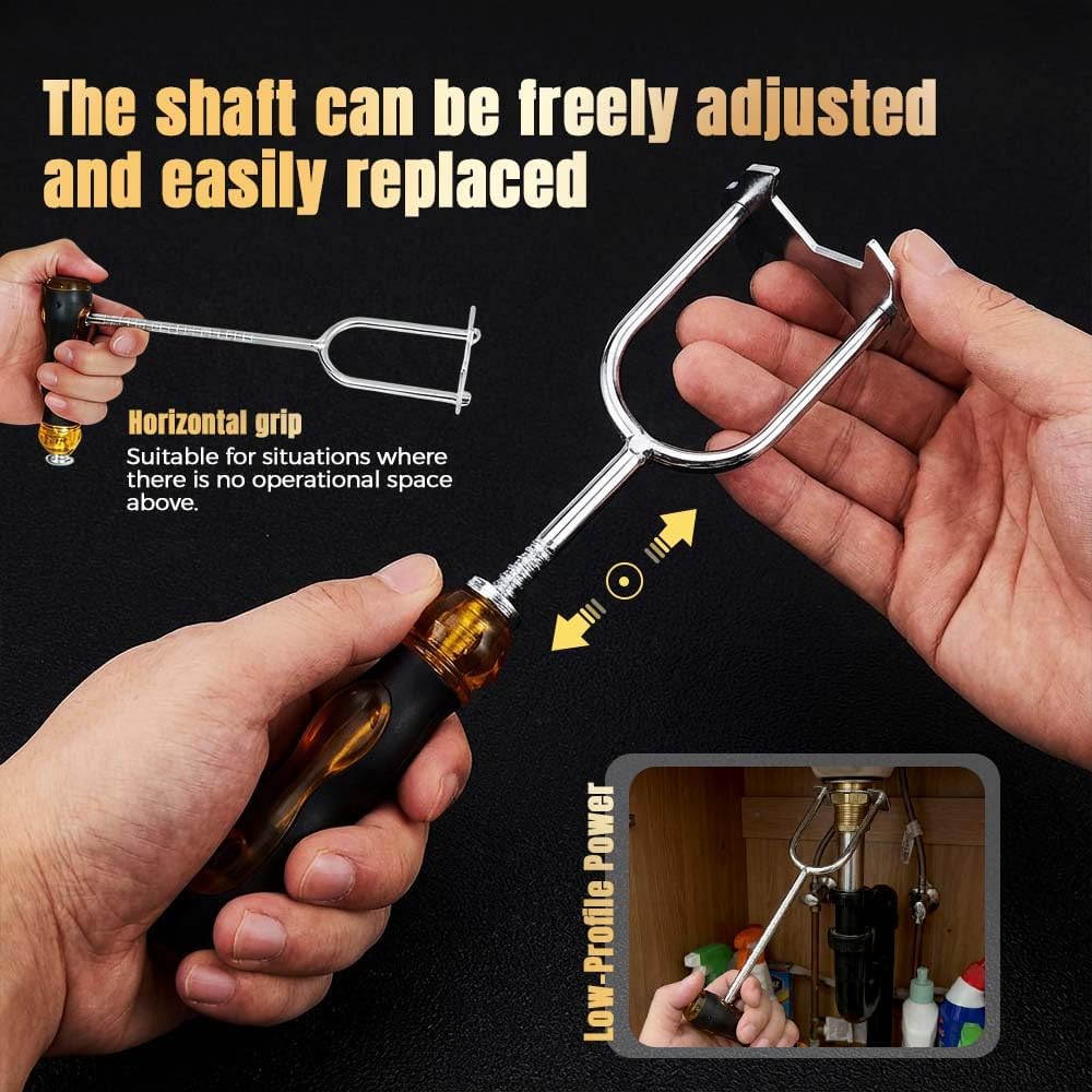 Under Sink Wrench Faucet Tool, Basin Wrench Multifunctional for Tight Spaces, Plumbing Tool Kit for Faucet Installation Removal in Kitchen Bathroom Home, Plumbers Wrench (1, silver)