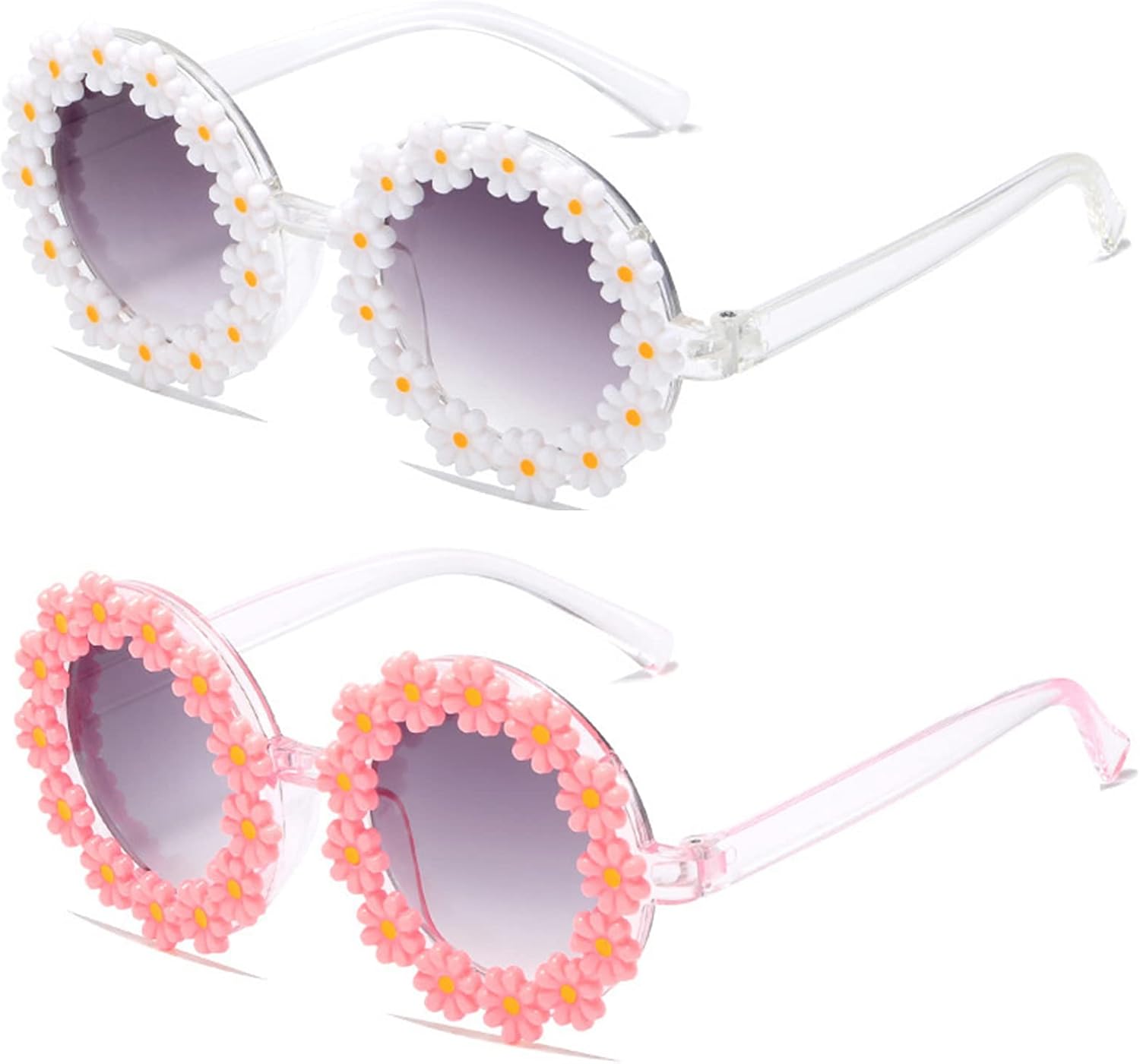 Girls round Flower Sunglasses Flower Cute Glasses UV 400 Protection for Outdoor Beach