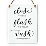 Reilly Originals 6x8 Inch Close the lid, Flush the toilet, Wash your hands Designer Bathroom Sign ~ Ready to Hang ~ Premium Finish, Durable