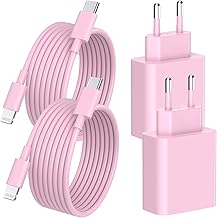 iPhone 14 13 Pro Max Fast Charger, 4-Pack [Apple MFi Certified] USB C PD 20W Wall Charger with 2 Meters USB C to Lightning Fast Charging Cable with iPhone 14 13 12 11 Pro Max XS XR Pink