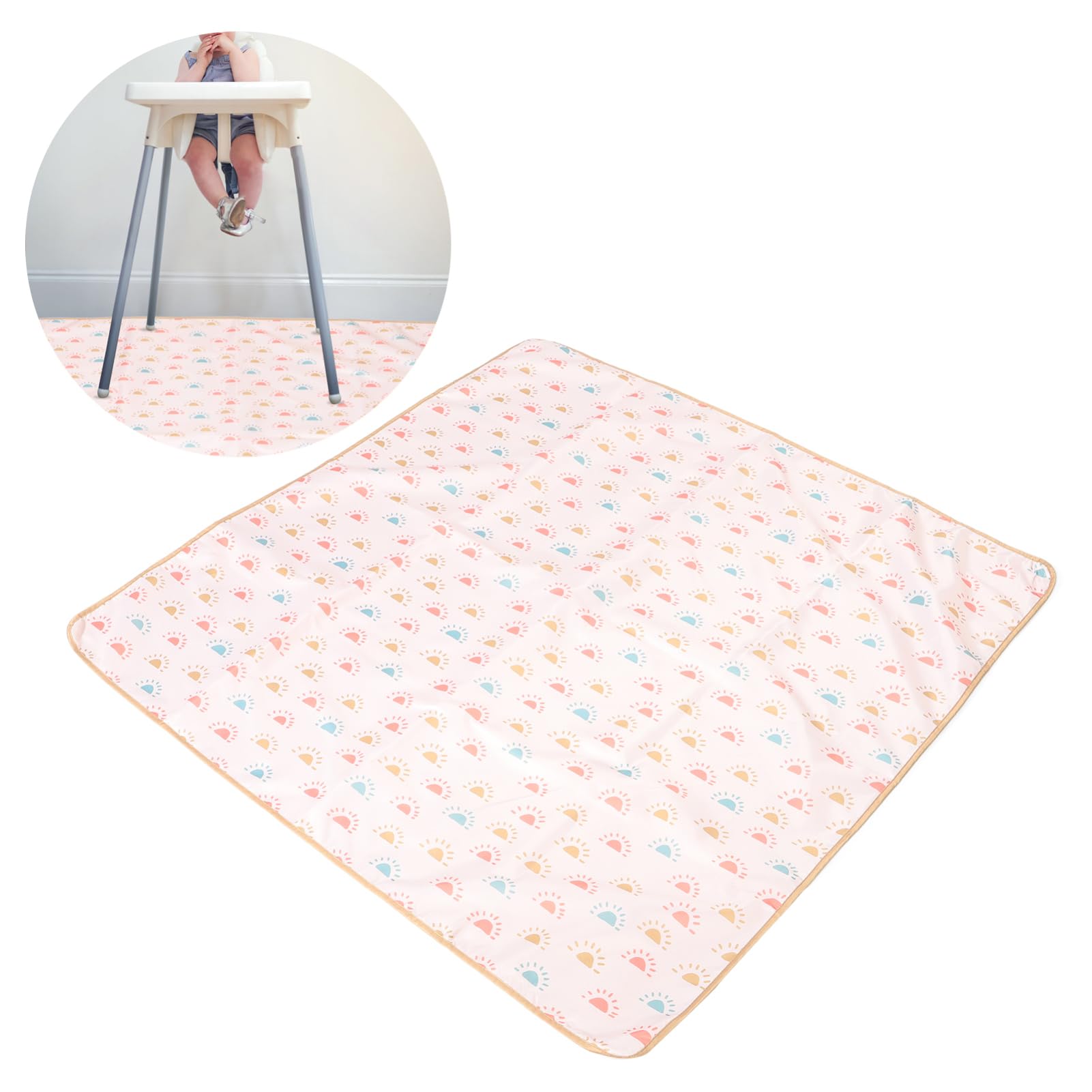 Tapis de Sol pour Chaise Haute Pliable Antidérapant en Polyester pour Bébé
