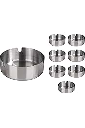 Posacenere In Acciaio Inox Huiguli - 6 Pezzi, Rotondi, Con 3 Scanalature, Per Interni Ed Esterni - Foto 2