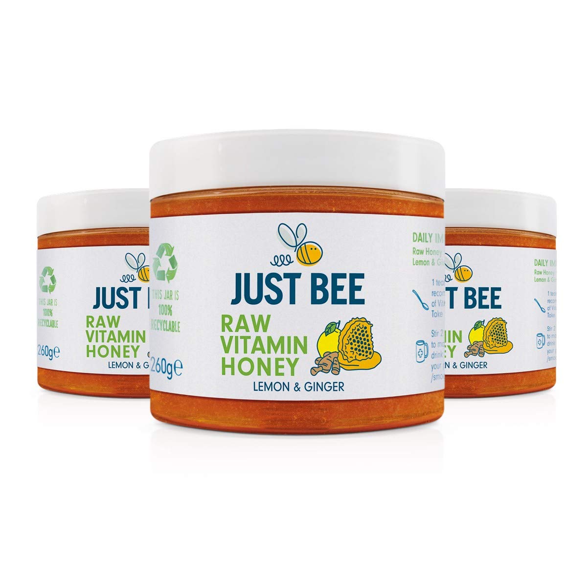 Buy Just Bee Raw Lemon and Ginger Honey Multipack, Natural raw Honey