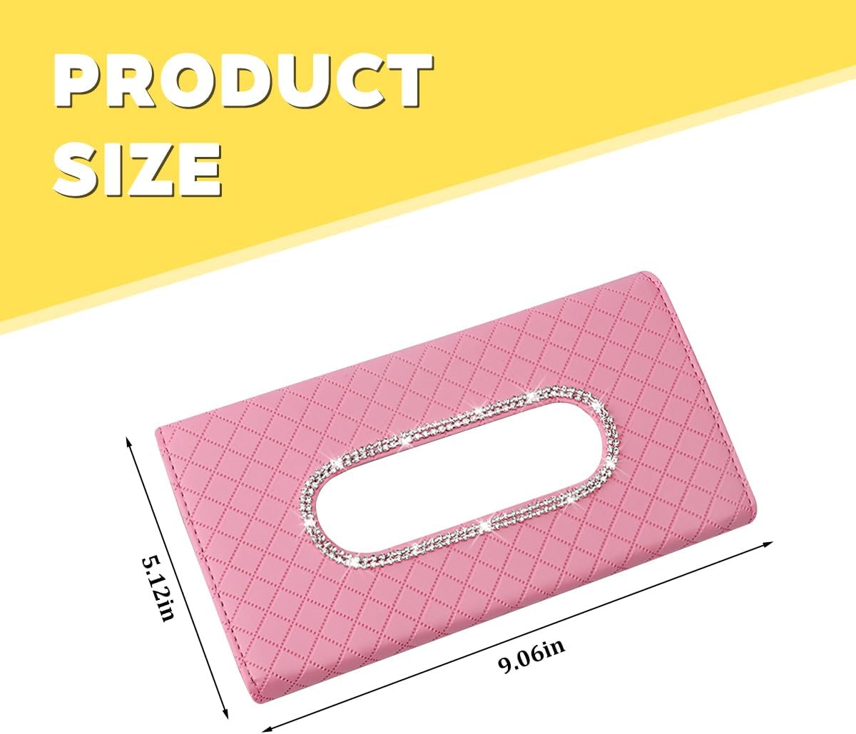Bling Car Visor Tissue Holder, Crystal Rhinestones Vehicle Sun Visor Hanging Napkin Organizer Case with Ergonomic Take Out Port, Automotive Interior Tissue Dispenser, Universal Fit (Pink) image 2
