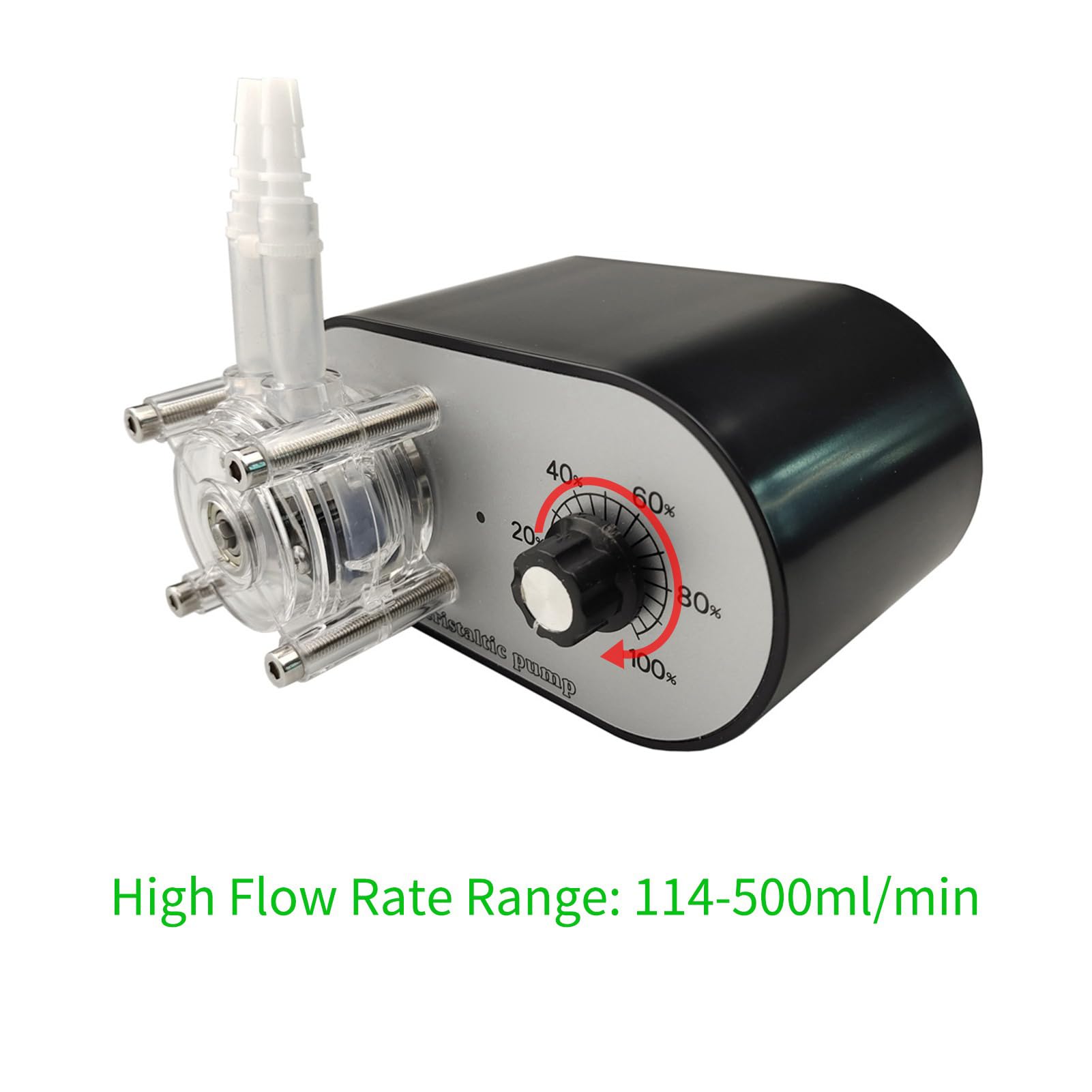 Peristaltic Pump with Extension Tube Set, Large Flowing Self Priming Pump, Viscous Pump Adjustable Speed Titration Pump for Lab and Experiment (US PLUG)
