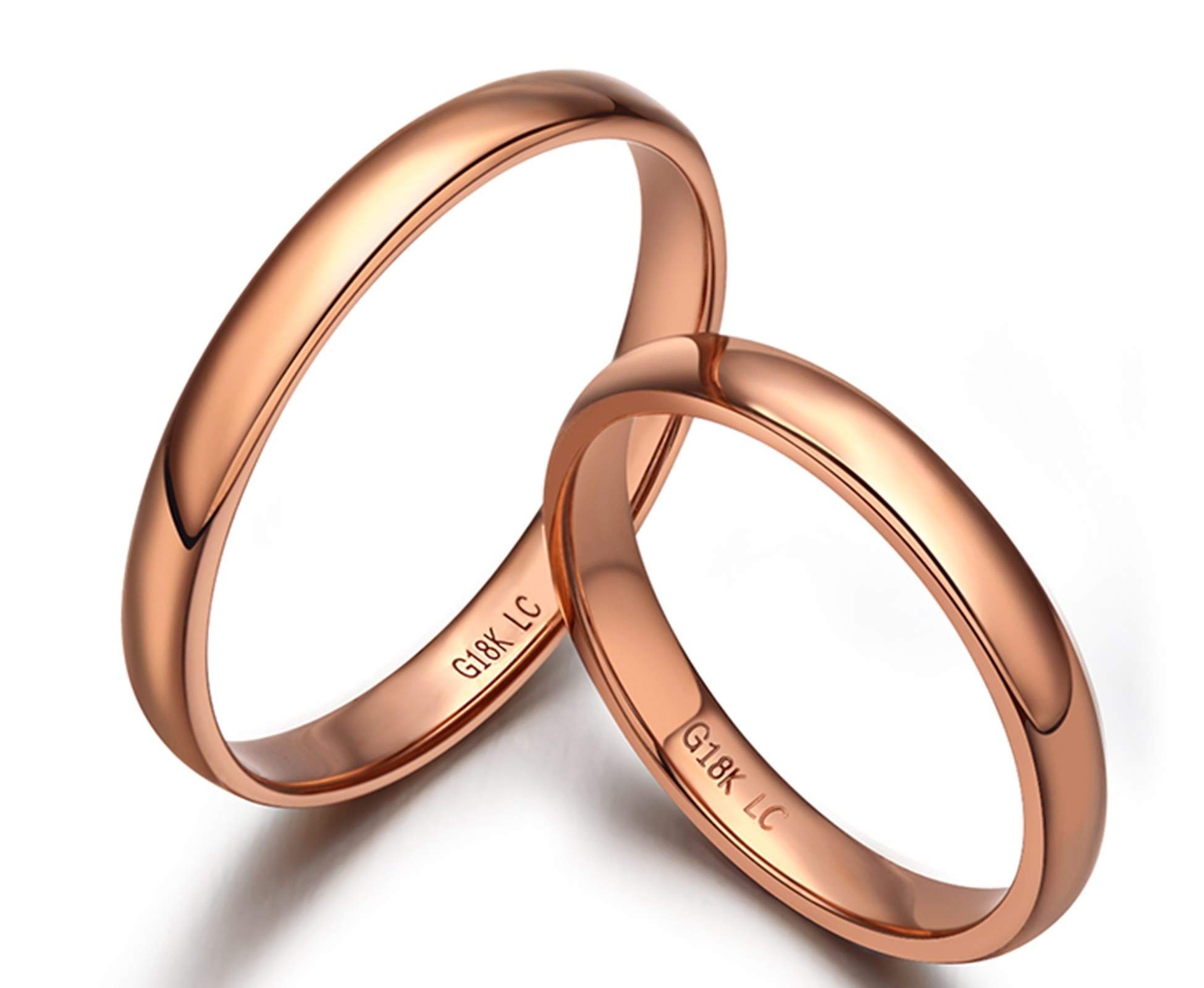 KnSam Bague Femme Fine 2.3MM Simple Classique Femme élégant, Or 18 Carats Élégance Cadeau Noël