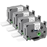MarkDomain TZ Tape 24mm 0.94 Laminated White Replacement for Brother P-Touch Label Tape TZe-251 Black on White Compatible with Brother P Touch PT-D600 PT-D610BT PT-P710BT P910BT, 4-Pack