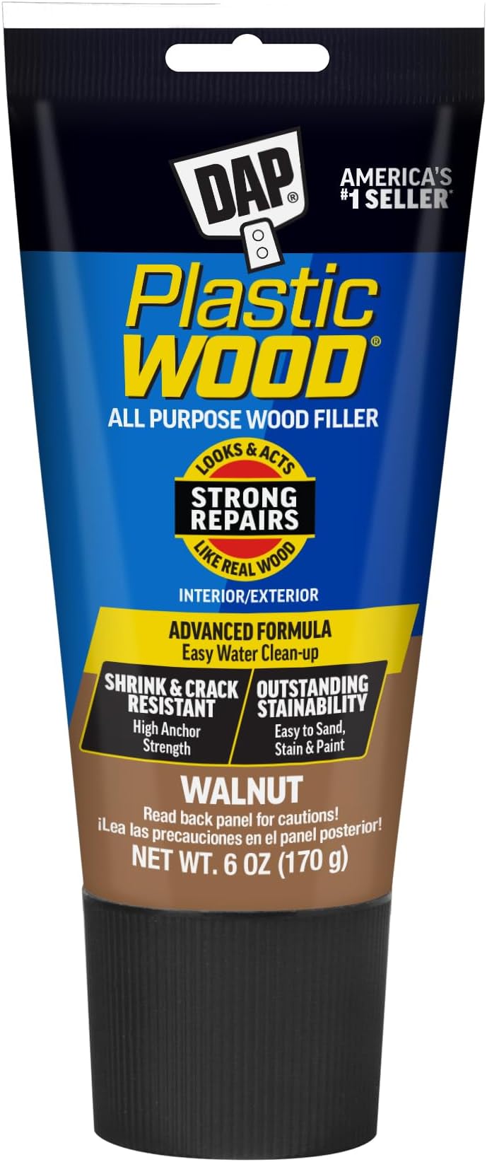 Dap 00584 Plastic Wood Stainable Wood Filler, Walnut, 180ml