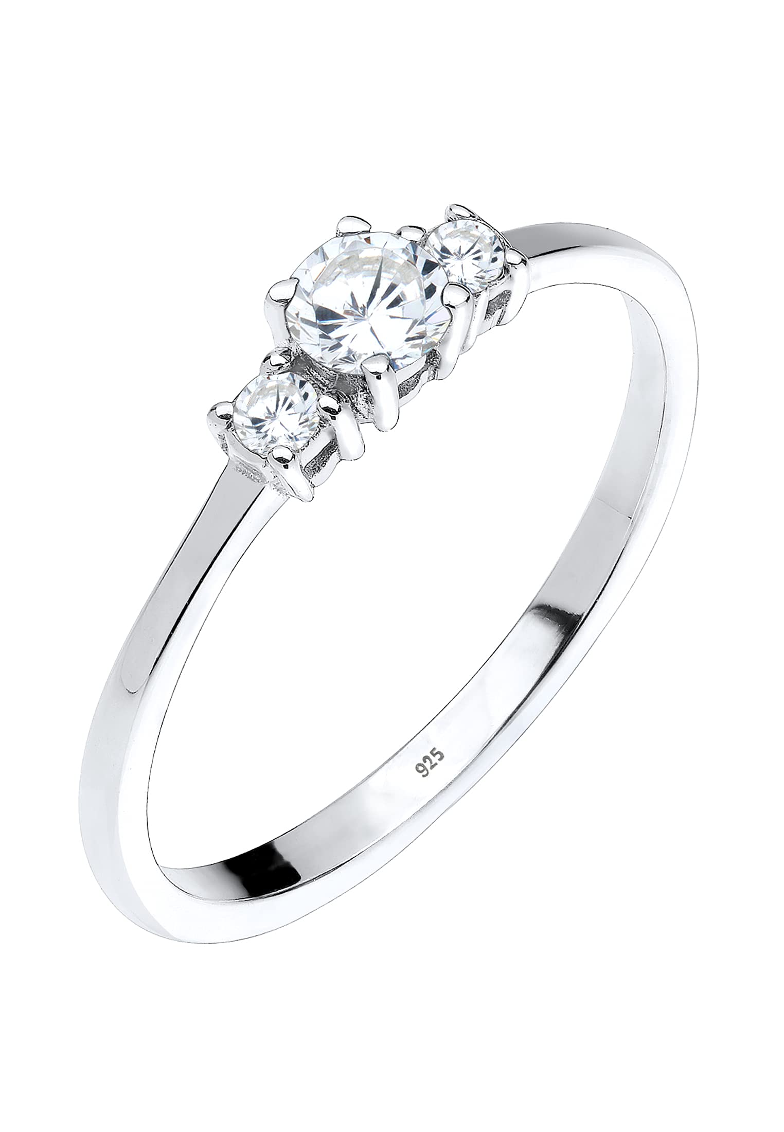 Elli Women's 925 Sterling Silver Xilion Cut Cubic Zirconia Engagement Ring, Size R
