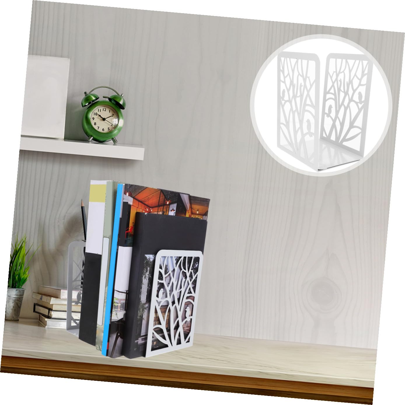 POPETPOP 2 pezzi Fermalibri in Metallo Resistente per Mensole e Scrivania Design e Stabile Supporto Libri Decorativo e Funzionale per Casa e Ufficio