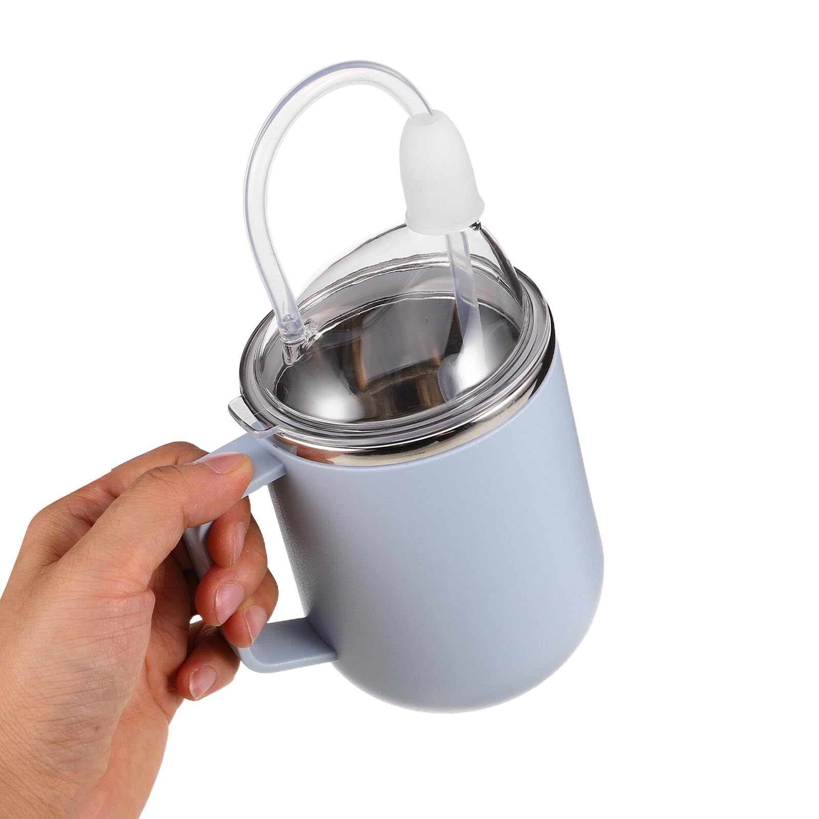 Ipetboom Edelstahl Pflege-schnabeltasse Auslaufsicher mit Trinkhalm und Stabilem Griff für Senioren Erwachsene Pflege Patienten Dysphagie Bettruhe Becher