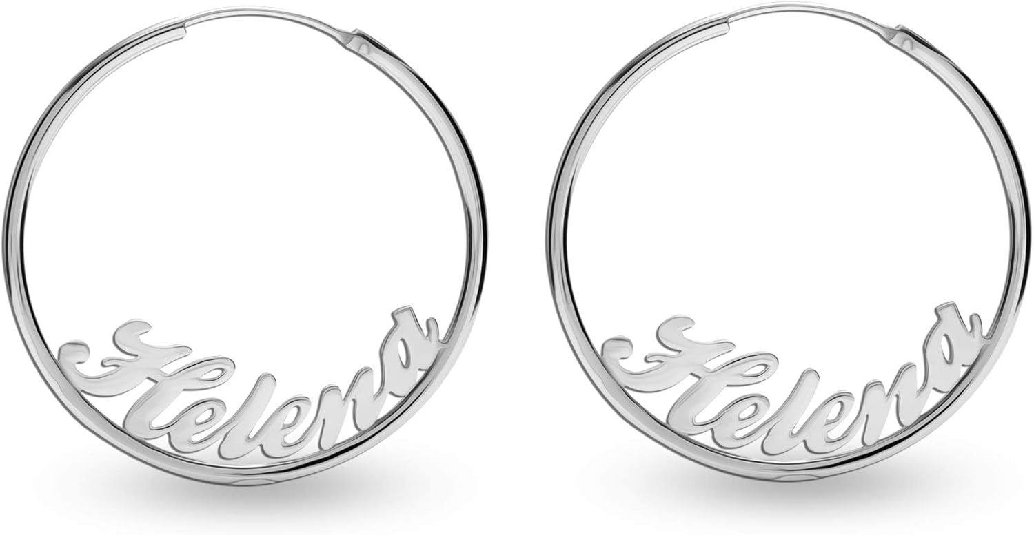 LeCalla Personalized Customized 925 Sterling Silver Initial Name Hoop Earrings for Women Teen