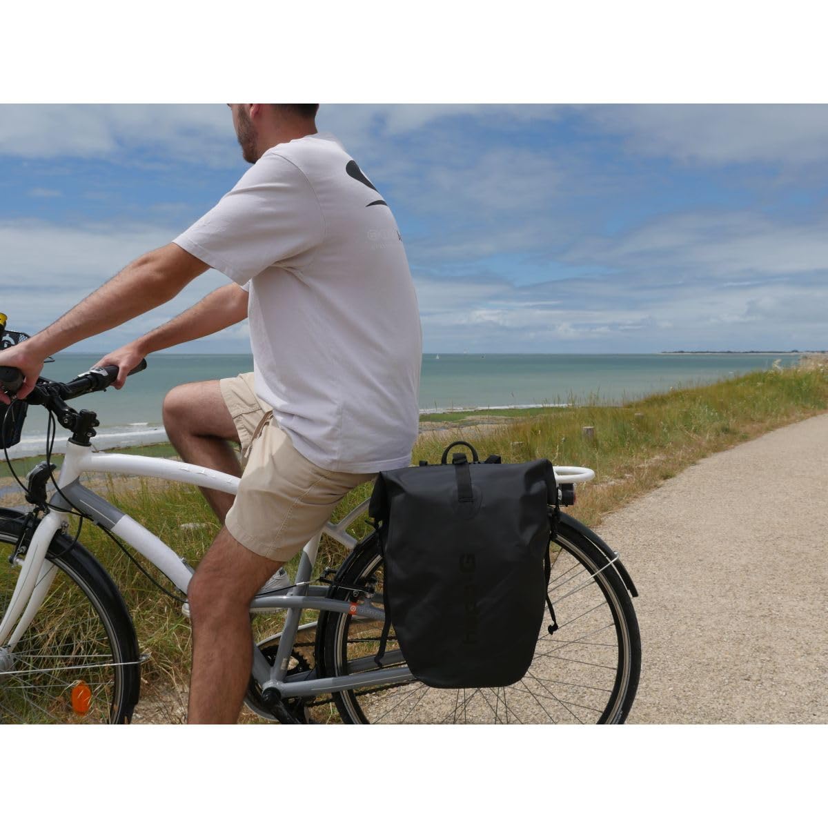 Hapo-G - Sacoche vélo Porte Bagage arrière - Accessoire vélo, Velo Electrique (VAE), VTT, VTC, Ville - Grande capacité de 20L - Noir - 40 x 16 x 30 cm